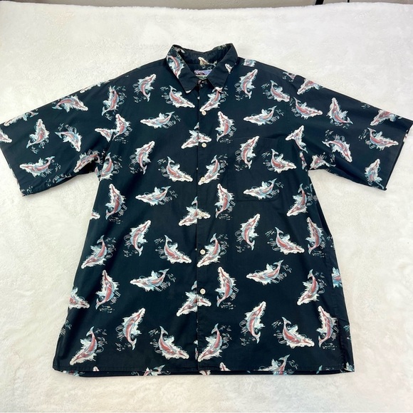 Reyn Spooner Shirt Mens Large Button Down Cotton Multi Color Marlin Fish Print - Picture 3 of 9